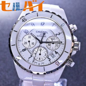 本物 美品 シャネル H1007 クロノグラフ J12 ホワイト セラミック 41ミリ 男性用自動巻腕時計 メンズウォッチ 保存箱 COSC証書付 CHANEL