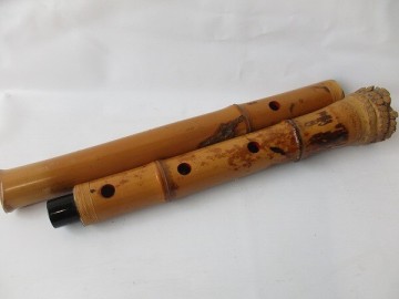 F3 尺八 梅軒 和楽器 竹造 木管楽器 在銘 約61.5cm 現状品 府中市