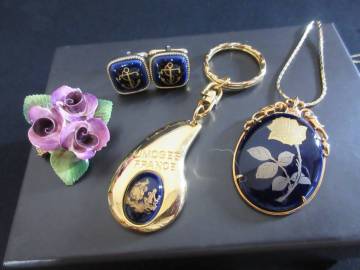 ＊100円～【陶器/陶磁器】ROYAL COPENHAGEN/LIMOGES/STAFFORDSHIRE/OKURA 工芸品 アンティーク アクセサリー色々 4点セット＊T-97