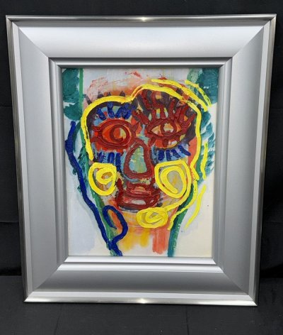 【江】中村正義『顔』油彩 摸写 サイン有 6号 古美術品(絵画額装アート)X3083 CTvuzm