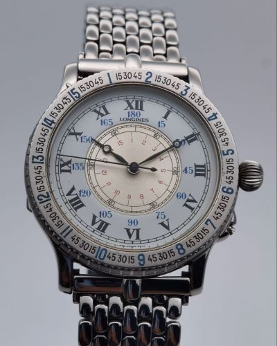 中古 ロンジン LONGINES リンドバーグ アワーアングルウォッチ 628.5240 ハンターケース ステンレス SS 自動巻き メンズ 腕時計