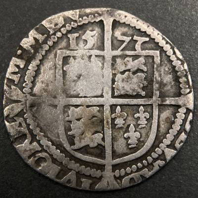 １円スタート! ・【稀少エラー貨】イギリス エリザベス1世 1572年 6ペンス 銀貨「2」反転刻印 ・アンティーク コイン