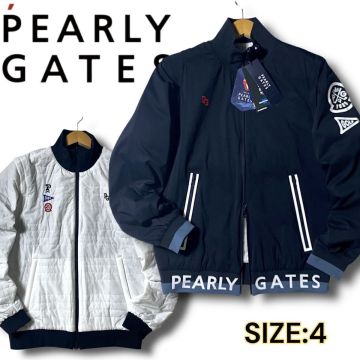 新品 PEARLY GATES パーリーゲイツ 定5.7万 プリマロフト ベストにもなる！ リバーシブル 4way ジャケット ブルゾン 4 M 春秋冬 紺白 P5042