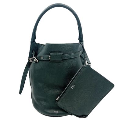 1円 セリーヌ ◆未使用品 限定カラー◆ CELINE ビッグバッグバケット スモール ハンドバッグ ショルダーバッグ ダークグリーン レザー Kana
