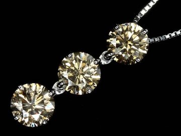 MV19209S【1円～】新品【RK宝石】《DIAMOND》極上ブラウンダイヤモンド 大粒3石 総計2.13ct!! Pt900 Pt850 高級 トリロジー ネックレス