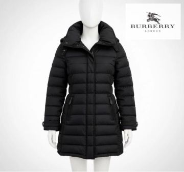 大きいサイズXL 定価20万●BURBERRY BRIT/バーバリー 2-wayフード　トレンチダウンジャケット　コート●美しいシルエット●レディース　42