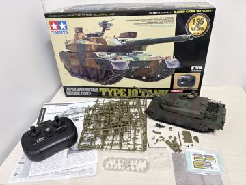 【14357.1006T】完成品 タミヤ 1/35 電動ラジオコントローラータンク 陸上自衛隊10式戦車 組立済み ラジコン 現状品 模型 ジャンク？