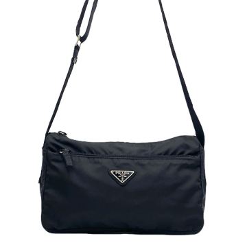 1円〜　【極上美品】　 PRADA プラダ ナイロン ショルダーバッグ クロスボディ ブラック 三角ロゴ　 ユニセックス　白タグあり　F703