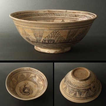 委託HK◇時代 宋胡録鉢（茶道具 陶磁器 陶芸 東南アジア タイ スワンカローク 寸古録 菓子鉢 菓子 料理 食器 雑器 鑑賞 古物 骨董 ）