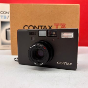N06 CONTAX T3 前期 シングルティース チタンブラック Carl Zeiss Sonnar F2.8 35mm T* コンパクトフィルムカメラ 動作品 1円 コンタックス