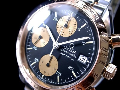 ★極美品 OMEGA &Omega; オメガ スピードマスター 18金ピンクゴールド/SS 3316.5000 バルジュー7750 ブラック 綺麗！★
