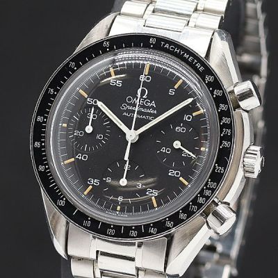 1円 良品 稼動 9.28 OH済 オメガ スピードマスター AT/自動巻 クロノグラフ ブラック文字盤 メンズ腕時計 0056430 9PRT MYT