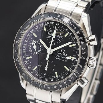 1円 保付 稼働 良品 9.28 OH済 オメガ スピードマスター 3520.5 AT/自動巻 デイデイト クロノグラフ 黒文字盤 メンズ腕時計 0691620 9YBT