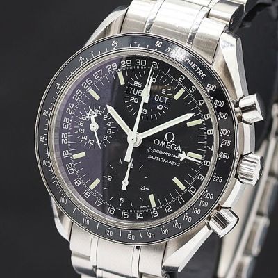 1円 保付 稼働 良品 9.28 OH済 オメガ スピードマスター 3520.5 AT/自動巻 デイデイト クロノグラフ 黒文字盤 メンズ腕時計 0691620 9YBT