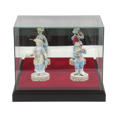 1円〜 Meissen オールドマイセン F31 バドミントンをする少年少女 ボタン剣 フィギュリン ケース付 計2点 ※同梱不可