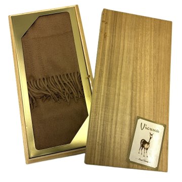 ■Vicuna ビキューナ マフラー 超高級素材 キャラメルブラウン 木箱付き 計1点【買取まねきや】