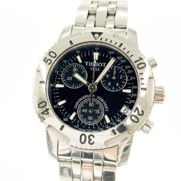 【1円スタート】【箱付き】TISSOT ティソ T362/462 クロノグラフ SS ブラック文字盤 クオーツ メンズ腕時計 721595