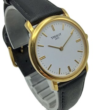 U8◎【QZ/不動品】TISSOT ティソ C276K ゴールド ブラック 2針 ラウンド ステンレス 3BAR Quartz 腕時計 ブランド 現状品