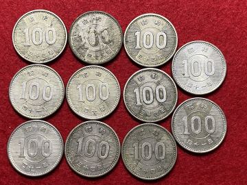 タ‐２【 稲 100円銀貨 11枚 ( 昭和34年～41年発行 ) 現3 】＞流通貨幣 レトロ アンティーク コレクション