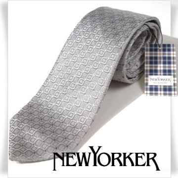 新品1円～★定価1.1万 NEWYORKER ニューヨーカー 日本製 シルク絹100%ネクタイ 小紋柄 織柄 グレー 正規店本物◆1499◆