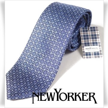 新品1円～★定価1.1万 NEWYORKER ニューヨーカー 日本製 シルク絹100%ネクタイ 小紋柄 織柄 ブルー 正規店本物◆1503◆