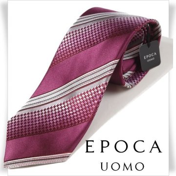 新品1円～★定価1.4万 エポカ ウォモ EPOCA UOMO 日本製 シルク絹100% ネクタイ 織柄 ボルドー ストライプ レジメン 正規店本物 ◆1490◆