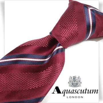 新品1円～★定価1.9万 Aquascutum LONDON アクアスキュータム 日本製 シルク絹100％ネクタイ マルチストライプタイ◆1585◆