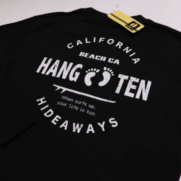 ハンテン HANGTEN 新品 メンズ CALIFORNIAサーフ ロングTシャツ 長袖 ロンT XLサイズ 黒[SO606-NE5-LL]POIU