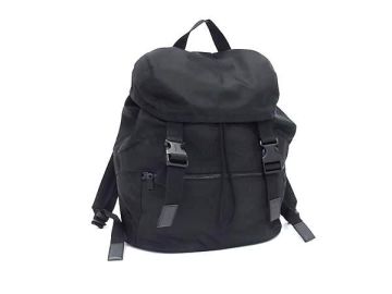 1円 ■極美品■ YVESSAINTLAURENT イヴサンローラン ナイロン リュックサック バックパック レディース ブラック系 HE3225