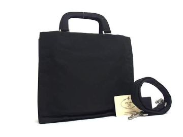 1円 ■美品■ PRADA プラダ B8901 テスートナイロン 2WAY ハンドバッグ ショルダーバッグ 肩掛け ブラック系 HB7850
