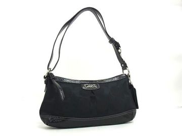 1円 COACH コーチ F19731 シグネチャー キャンバス&times;パテントレザー ワンショルダーバッグ 肩掛け レディース ブラック系 HB7573