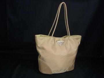 1円 PRADA プラダ テスートナイロン トートバッグ ショルダーバッグ 肩掛け レディース ベージュ系 HB7596
