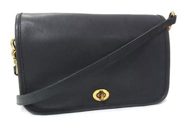 1円 COACH コーチ オールドコーチ ヴィンテージ USA アメリカ製 レザー クロスボディ ショルダーバッグ 斜め掛け ブラック系 HE2930