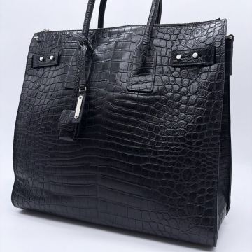 【定価44万・未使用級】SAINT LAURENT サンローラン サックドジュール ビジネスバッグ クロコ型押し トートバッグ 2way メンズ ブラック 黒