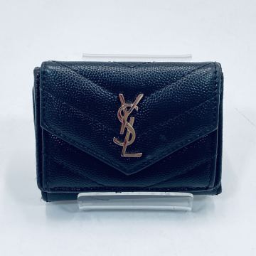 S-21310 SAINT LAURENT PARIS サンローラン モノグラム・サンローラン タイニーウォレット 三つ折り財布 505118・0718 レザー ブラック