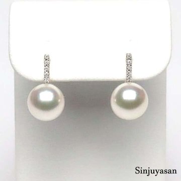 真珠屋さん 特選【ホワイトピンク】最高の色！8.0mm アコヤ真珠 ダイヤモンド D0.054ct プラチナ Pt900ピアス 伊勢志摩産パール 新品