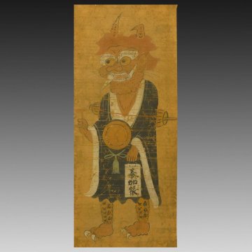 【古画】喜聞「大津絵 鬼の念仏メクリ」 1枚 古筆 古文書 古書 日本画 民画 民衆絵画 民芸 版画 カッパ刷り 茶道 滋賀 近江 江戸幕末～明治