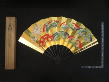 『舞扇◆箱書あり』 大正？ 共箱 落款 署名 日本画 肉筆画 扇面 扇子 古典 伝統 芸能 日本舞踊　　　　検)能楽舞楽能面歌舞伎世阿弥戦前
