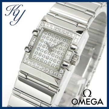1円～ 相場高騰 3ヶ月保証付き 磨き済み 美品 本物 定番 人気 OMEGA オメガ コンステレーション ミニ カレ ダイヤ シェル レディース 時計