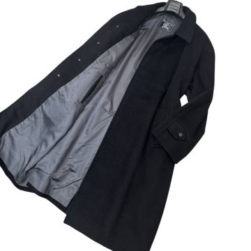 TN05 定価30万■【至高!!ピュアカシミヤ!!】BURBERRY LONDON バーバリー■カシミヤ チェスターコート 比翼 XL相当 ダークネイビー 175