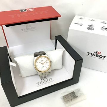 C2066◎ １円～！ TISSOT ティソ PRX パワーマティック80 T137407A SS 自動巻き ホワイト文字盤 腕時計 デイト 裏スケ 稼働 動作確認済