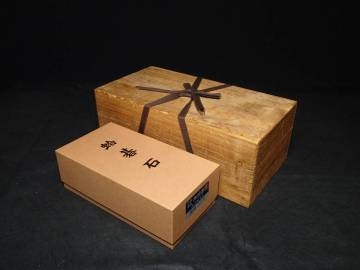 ◇蛤碁石36号『雪印』美麗品!! 元箱付き/ 高級縞黒檀碁笥のオマケ付き!!/ 桐碁笥箱セット◇I4