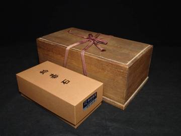 ◇蛤碁石38号 美麗品!! 元箱付き/5.4寸 超特大碁笥/桐碁笥箱セット◇I6