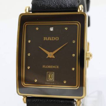 2609-639 QZ ラドー フローレンス 160.3605.2 クオーツ 腕時計 RADO 日付 スクエア 黒色文字盤 純正尾錠