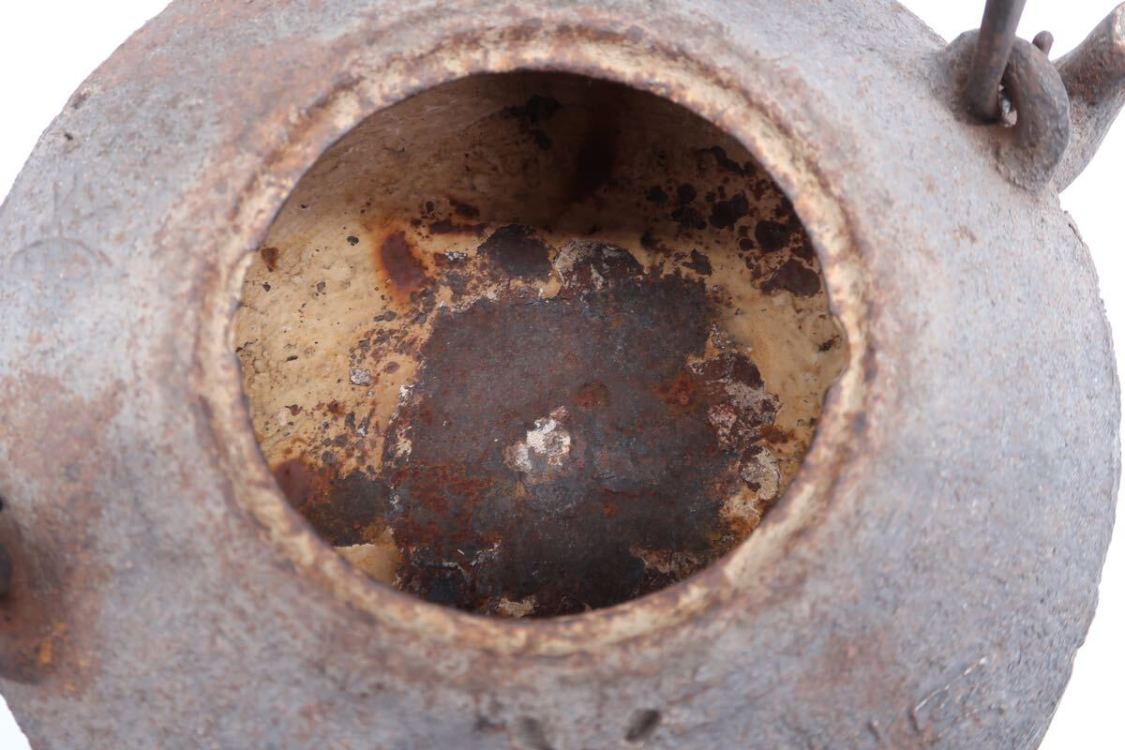 宮崎寒雉 造 身在印 鰐口形 鉄瓶 手取釜 在銘 鉄蓋 湯沸 急須 希少作 煎茶道具