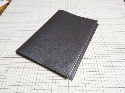 レザー◆本革 ブックカバー 牛革 ( A4 ) 446x299mm 251g C 焦げ茶 シボシュリンク