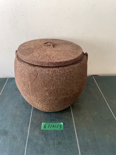★ 鉄製　壺　 金属製 古美術 茶釜 茶道具　保管品中古★tano