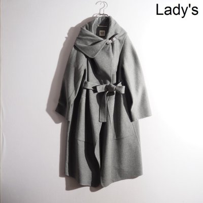 P7399P　▼HERMES エルメス▼　24AW ダブルフェイス カシミヤ ブランケットコート グレー 40 / カシミヤコート ガウンコート 秋冬 rb mks