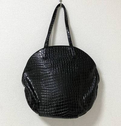 JUNYA WATANABE クロコ型押し エナメル サークル ショルダー バッグ ブラック 黒 ジュンヤワタナベ 鞄 archive 4010538