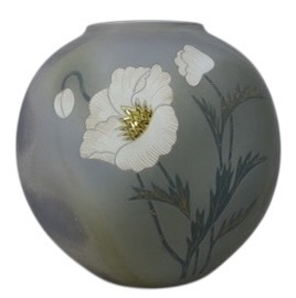 昭和ビンテージ 九谷焼 青峰 手作り 花瓶 在銘品 箱無 1970年代 KNS705